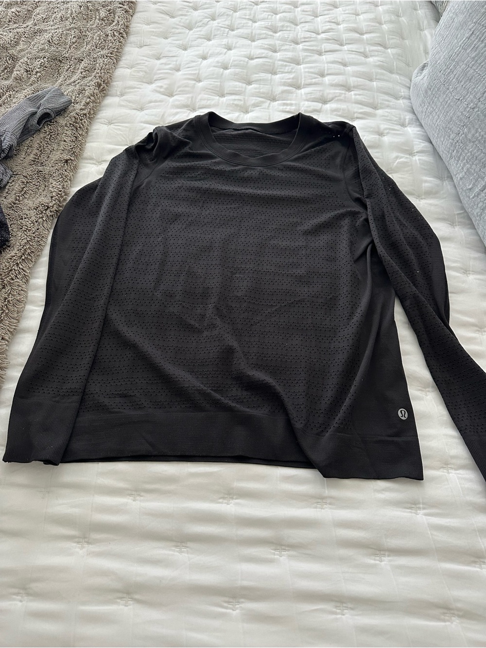lululemon athletica Black Perforated Long-Sleeve Crew